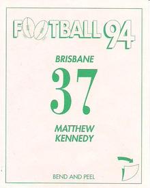 1994 Select AFL Stickers #37 Matthew Kennedy Back